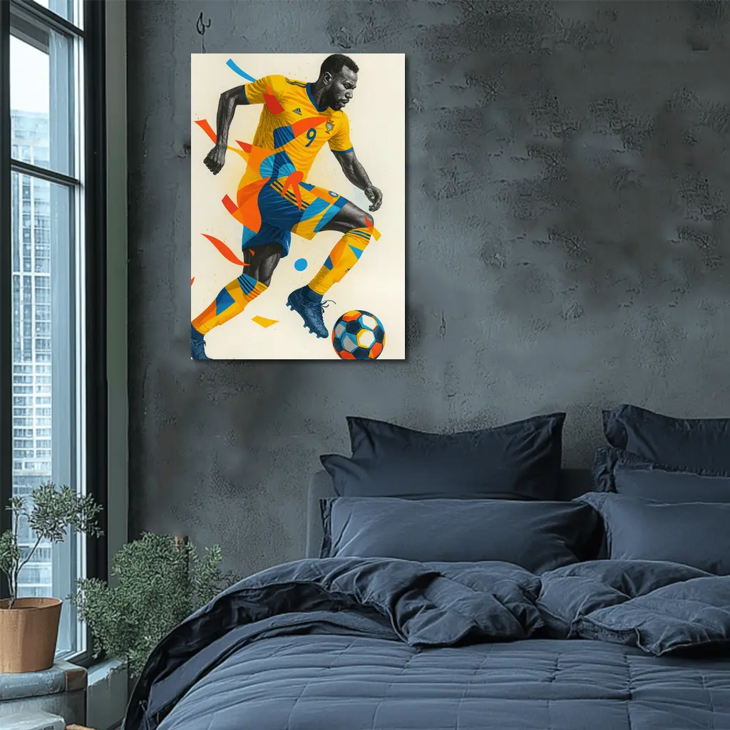 Soccer Player Dynamic Geometric Abstract Art – Wall Art