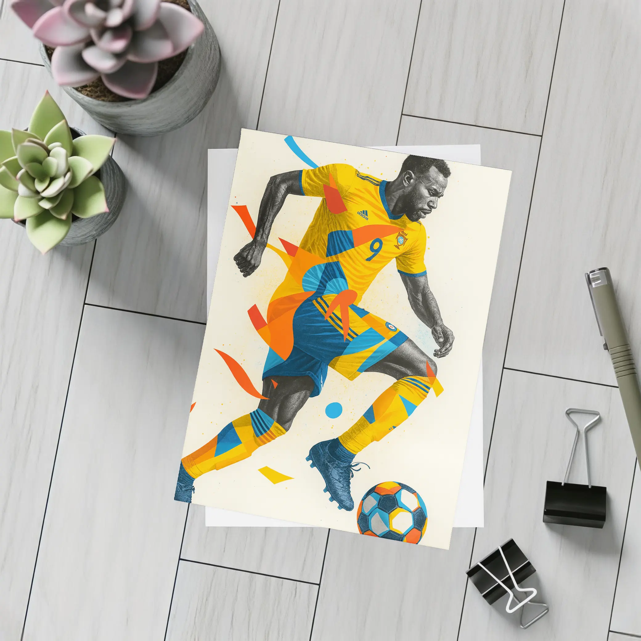 Soccer Player Dynamic Geometric Abstract Art – Postcards