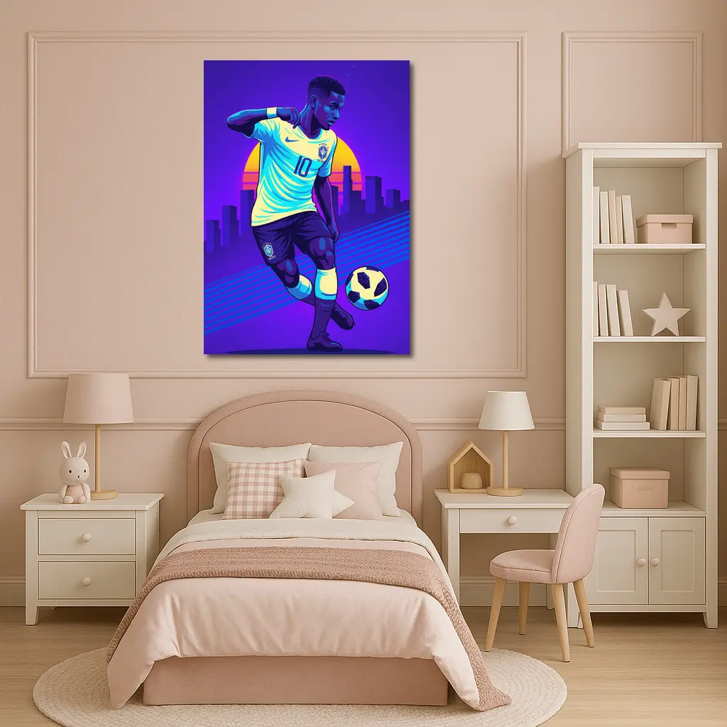 Brazil Soccer Player Number Ten Retro City – Wall Art