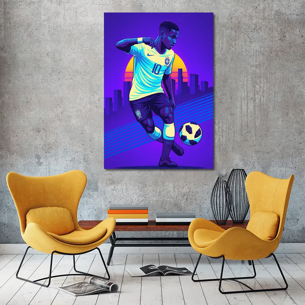 Brazil Soccer Player Number Ten Retro City – Wall Art