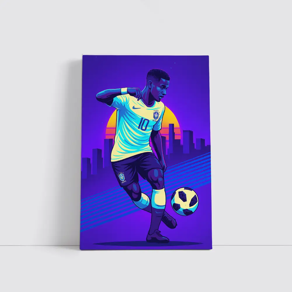 Brazil Soccer Player Number Ten Retro City – Wall Art