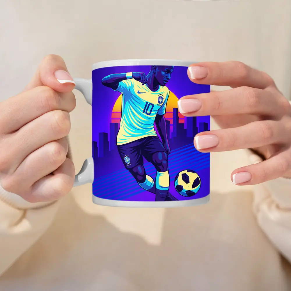 Brazil Soccer Player Number Ten Retro City – Mugs