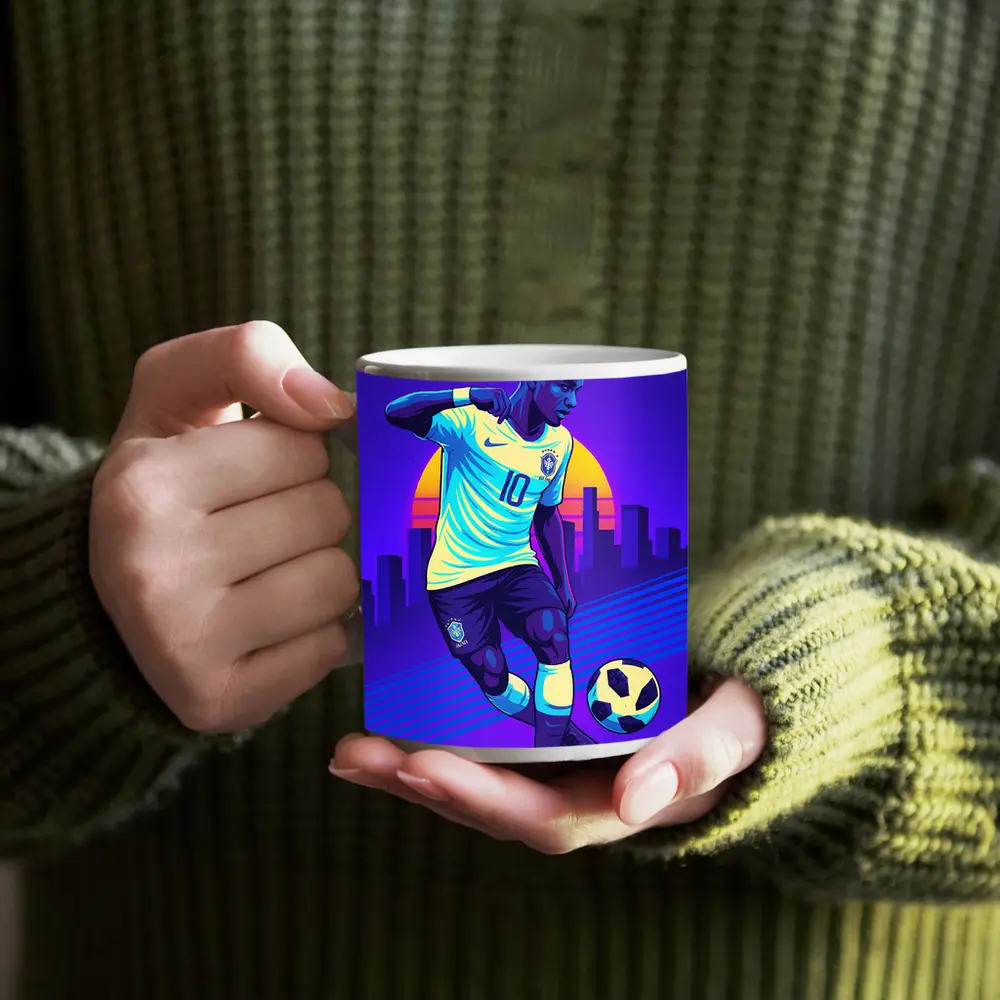 Brazil Soccer Player Number Ten Retro City – Mugs