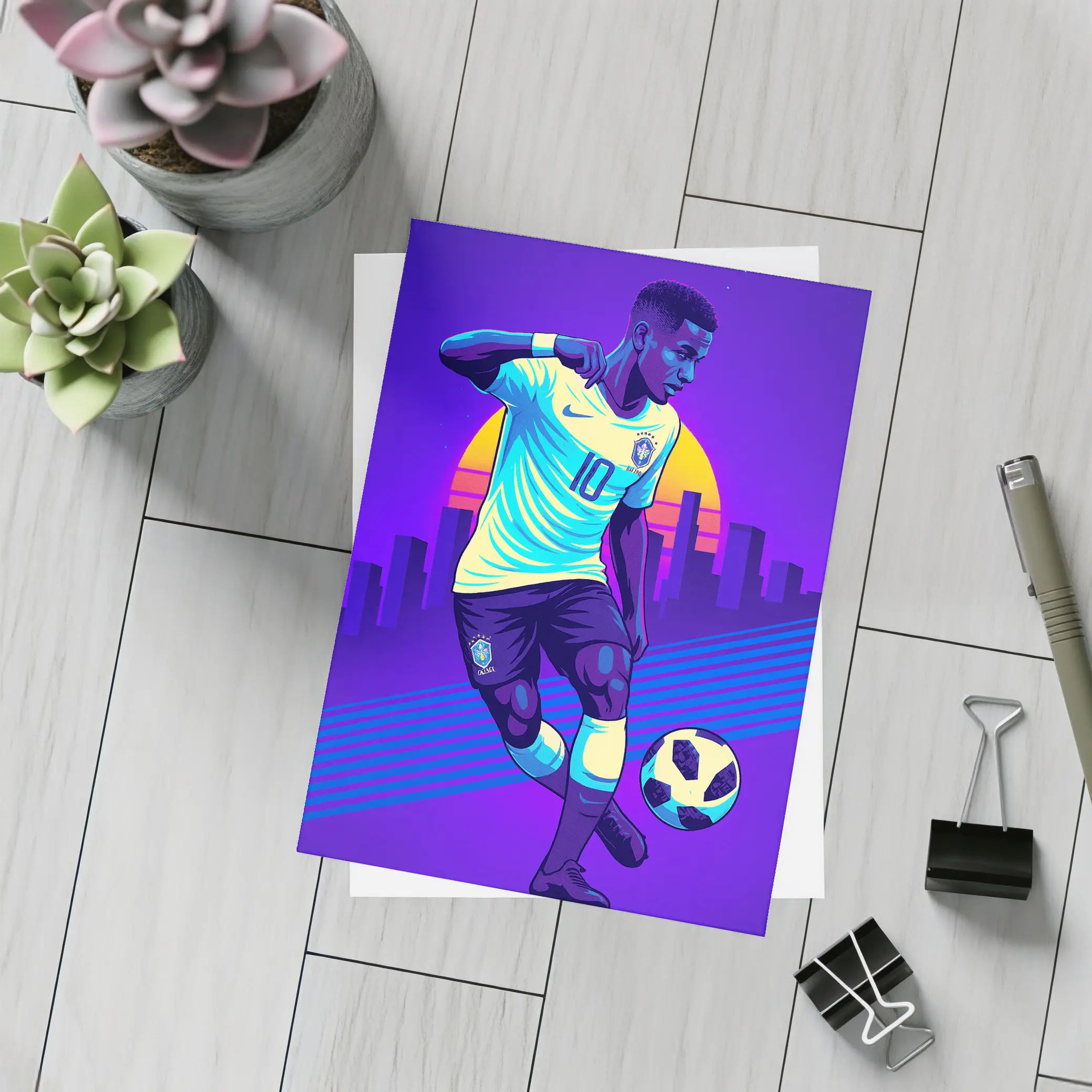 Brazil Soccer Player Number Ten Retro City – Postcards