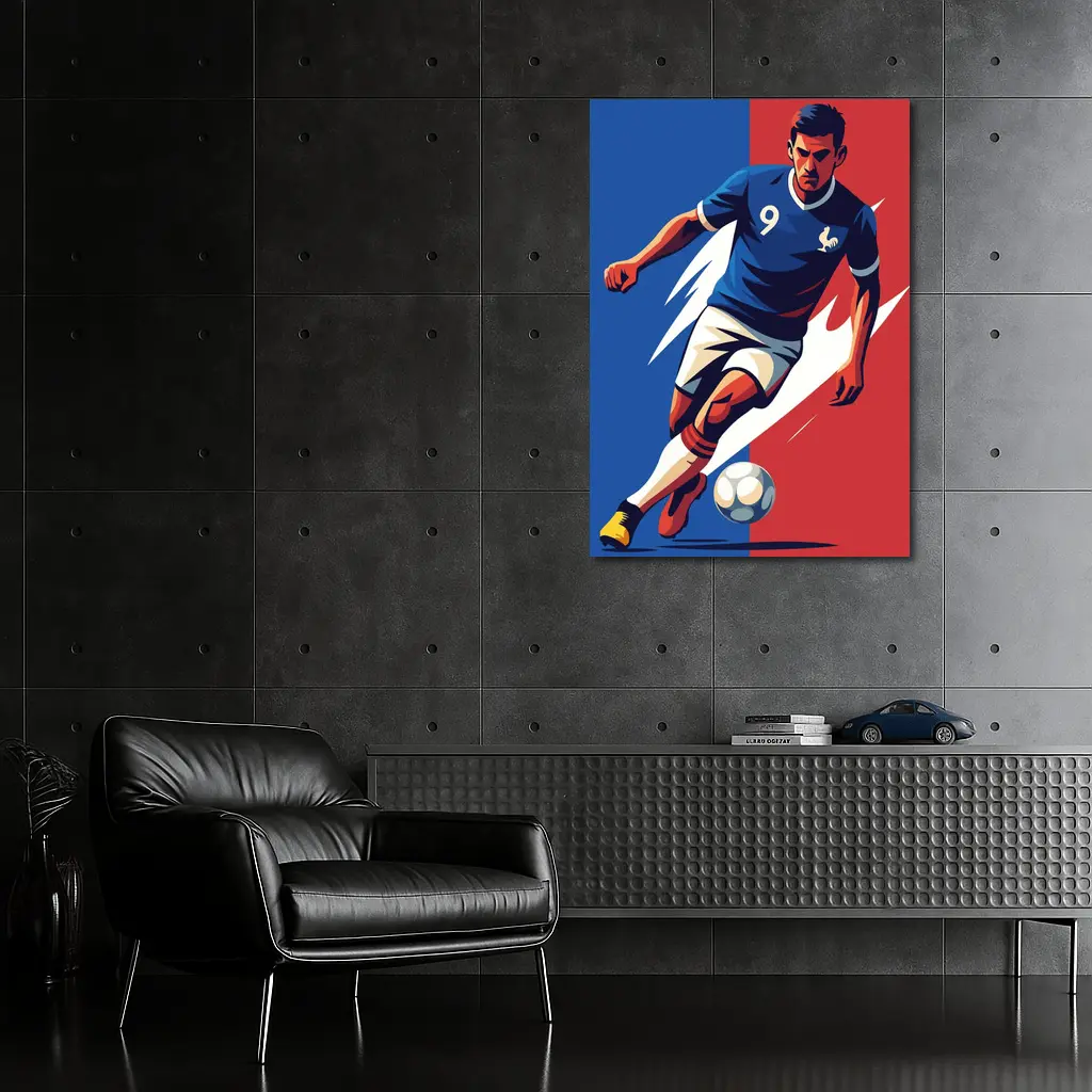 France Soccer Player Number Nine Art – Wall Art
