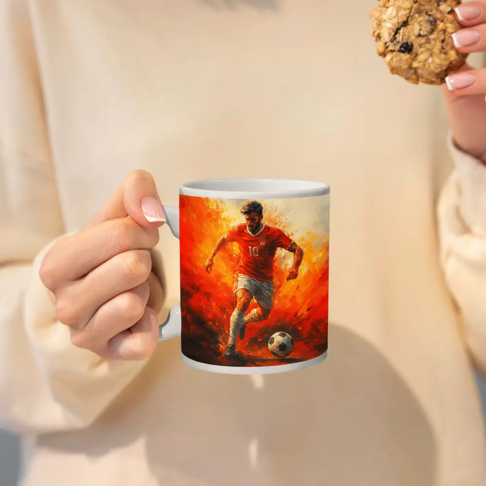 Soccer Player Number Ten Oil Painting – Mugs