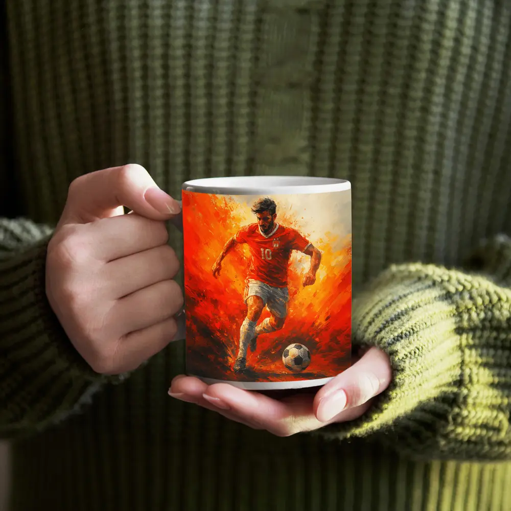 Soccer Player Number Ten Oil Painting – Mugs