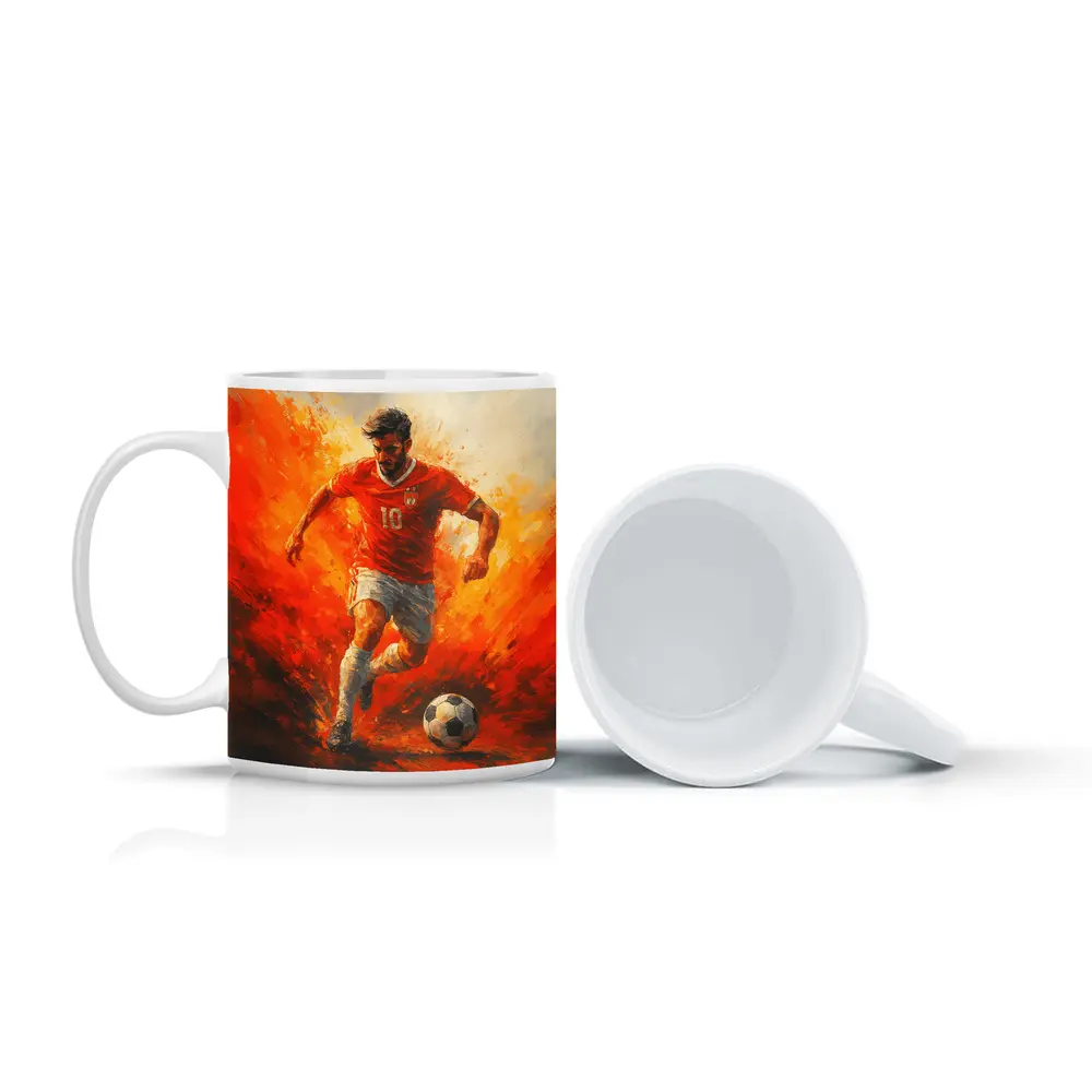 Soccer Player Number Ten Oil Painting – Mugs