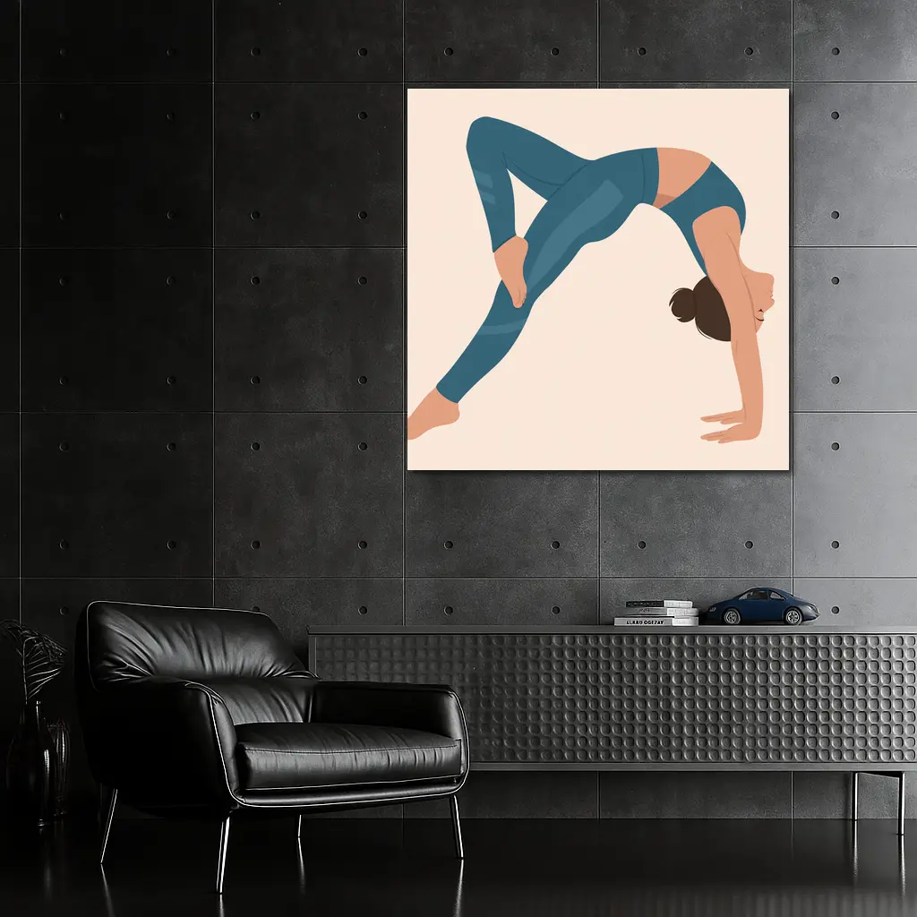 Woman Doing Yoga Backbend Pose Illustration – Wall Art