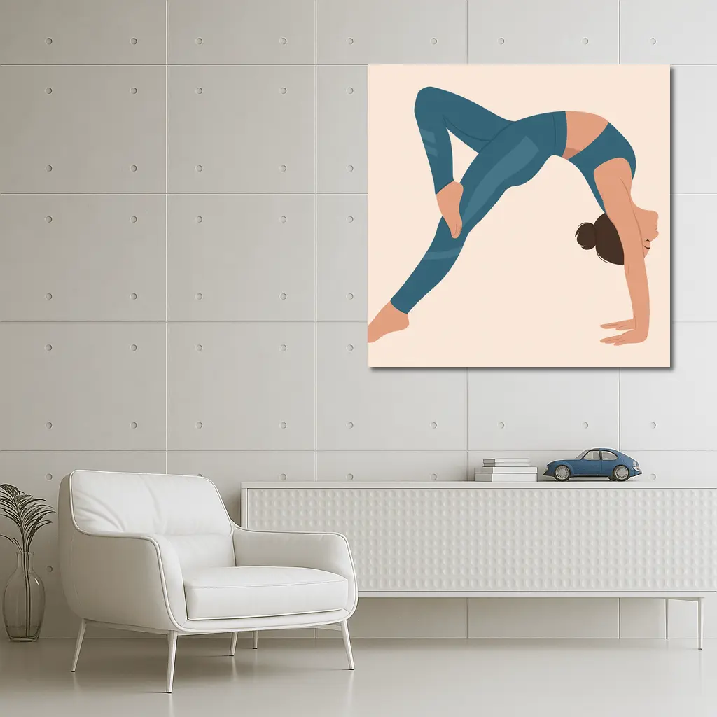 Woman Doing Yoga Backbend Pose Illustration – Wall Art