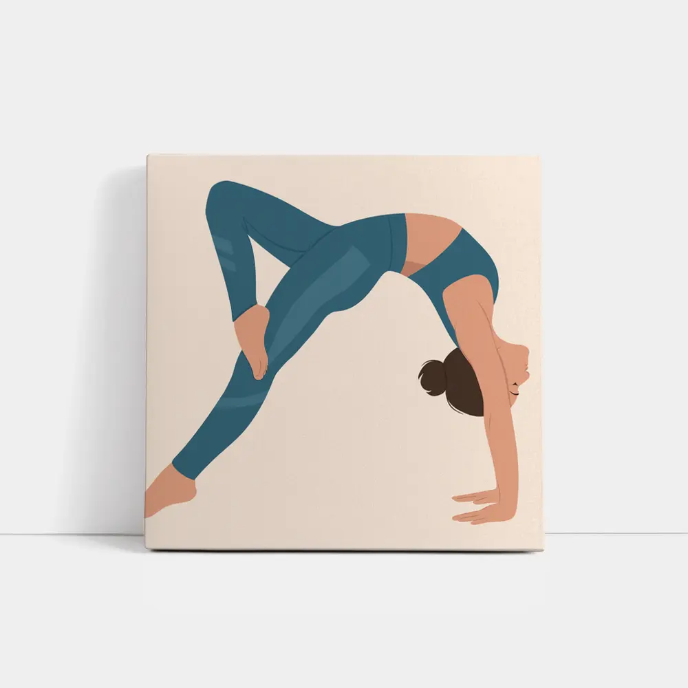 Woman Doing Yoga Backbend Pose Illustration – Wall Art