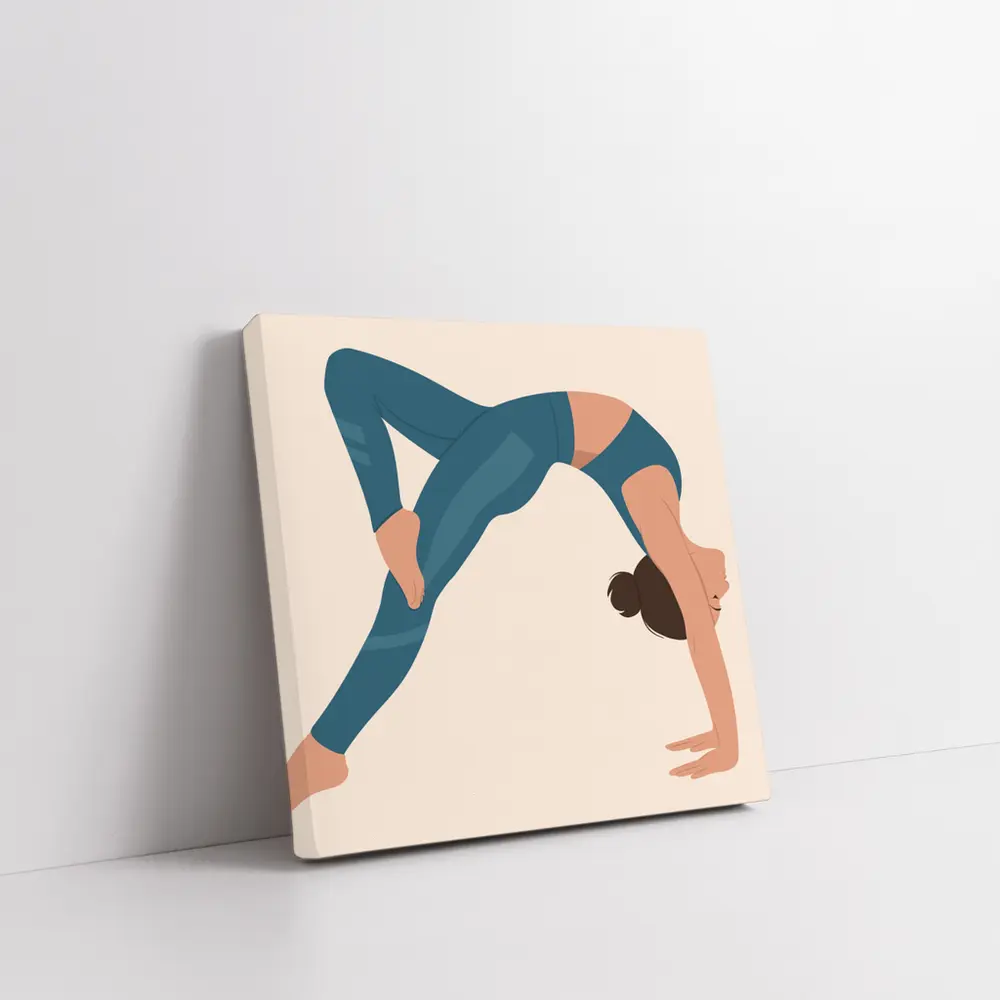 Woman Doing Yoga Backbend Pose Illustration – Wall Art