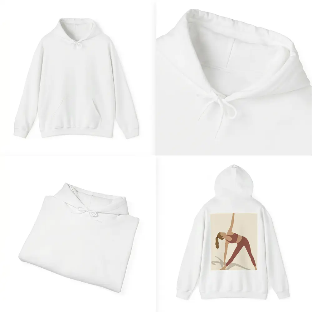 Yoga Triangle Pose Woman Beige Background – Hoodies