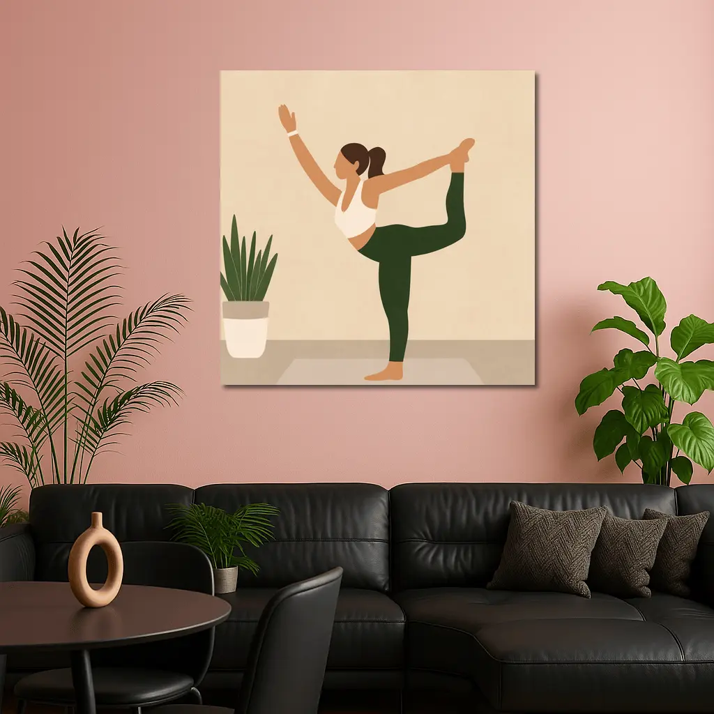Yoga Dancer Pose Woman Beige Minimal – Wall Art