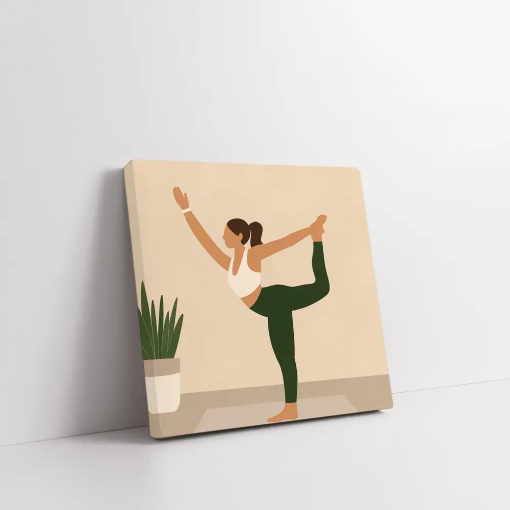 Yoga Dancer Pose Woman Beige Minimal – Wall Art