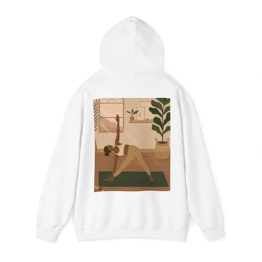 Woman Doing Yoga Pose Cozy Boho Interior – Hoodies