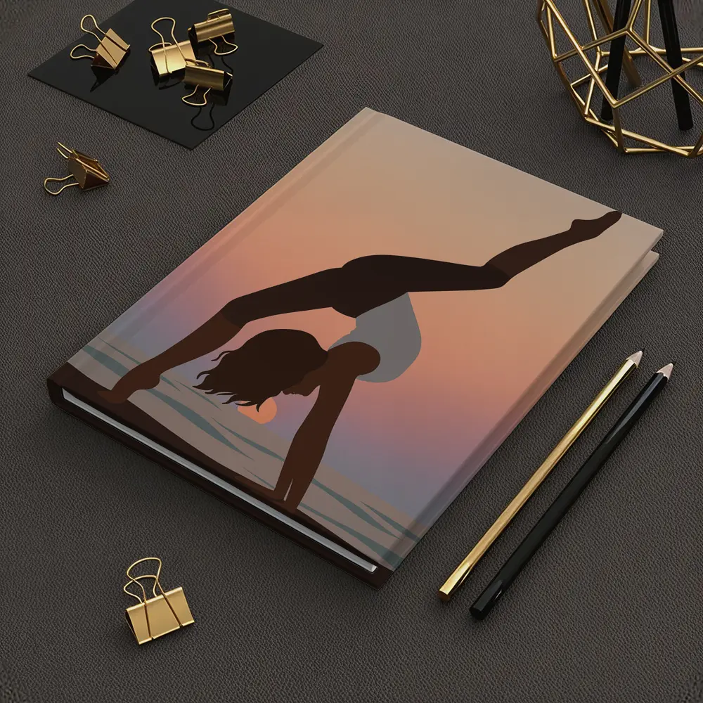 Yoga Pose Silhouette Sunset Beach Art – Notebooks