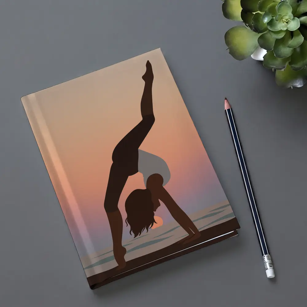 Yoga Pose Silhouette Sunset Beach Art – Notebooks