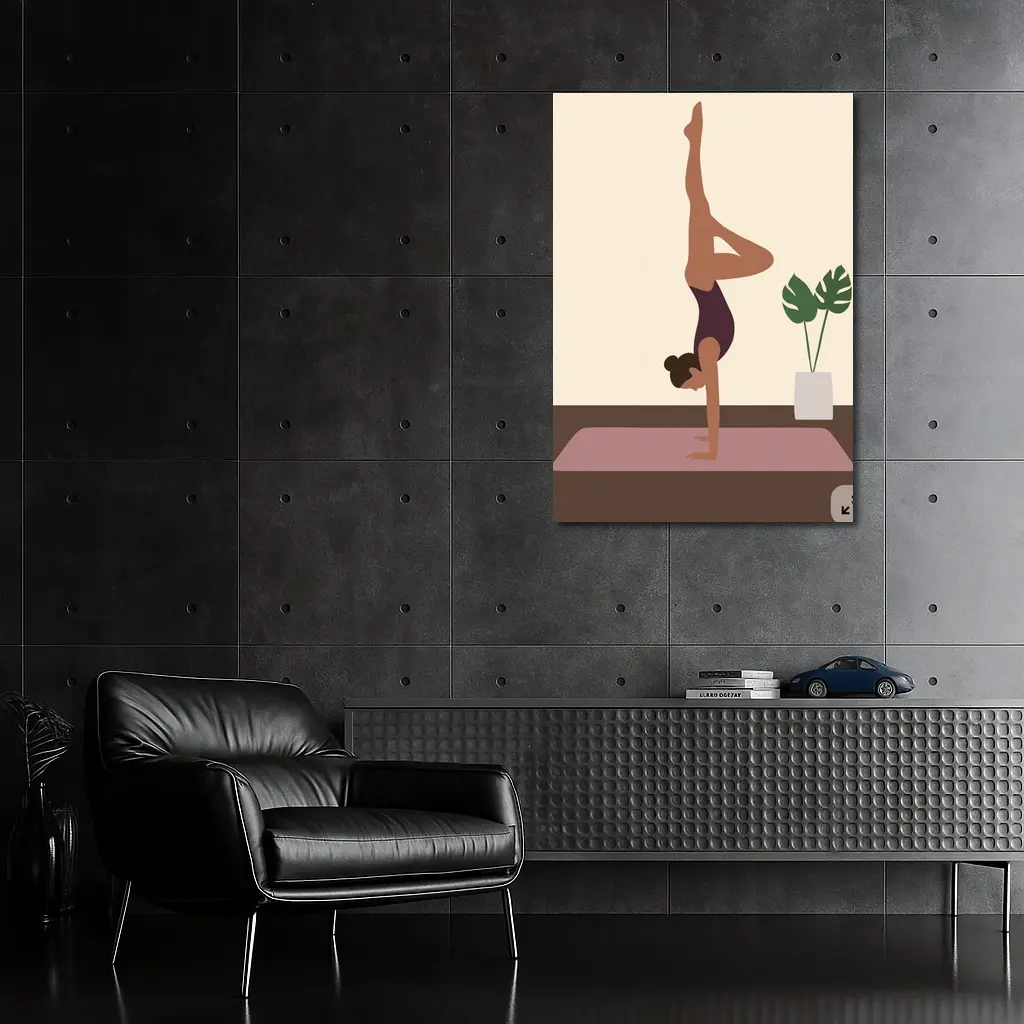 Woman Doing Handstand On Yoga Mat – Wall Art