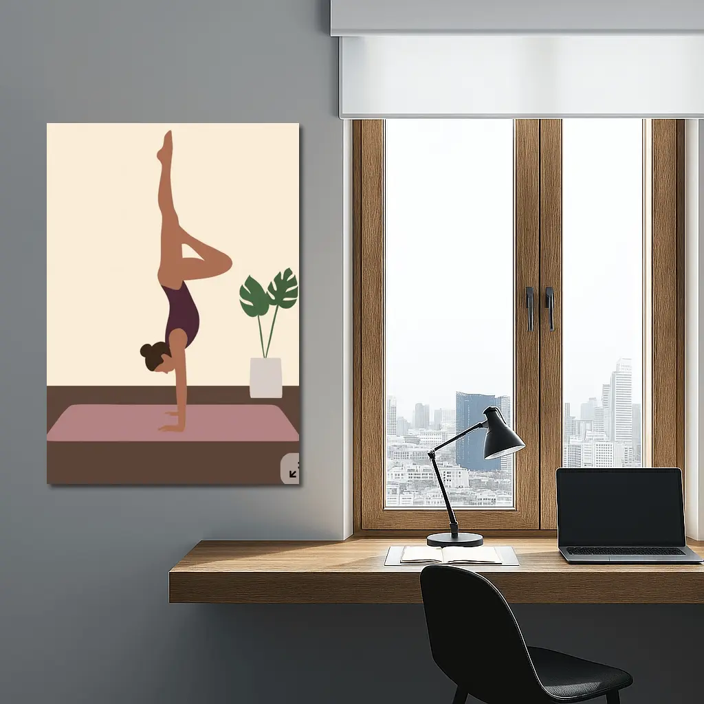 Woman Doing Handstand On Yoga Mat – Wall Art