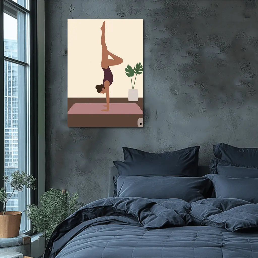 Woman Doing Handstand On Yoga Mat – Wall Art