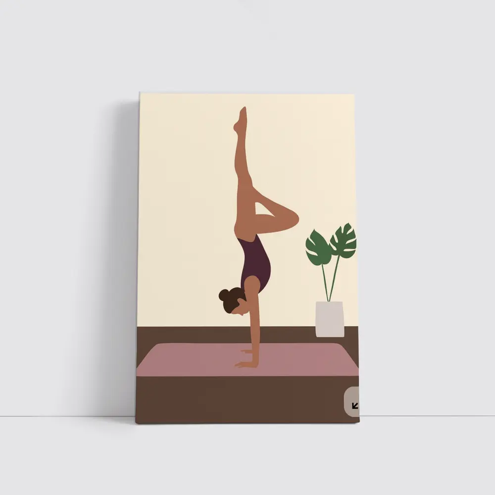 Woman Doing Handstand On Yoga Mat – Wall Art