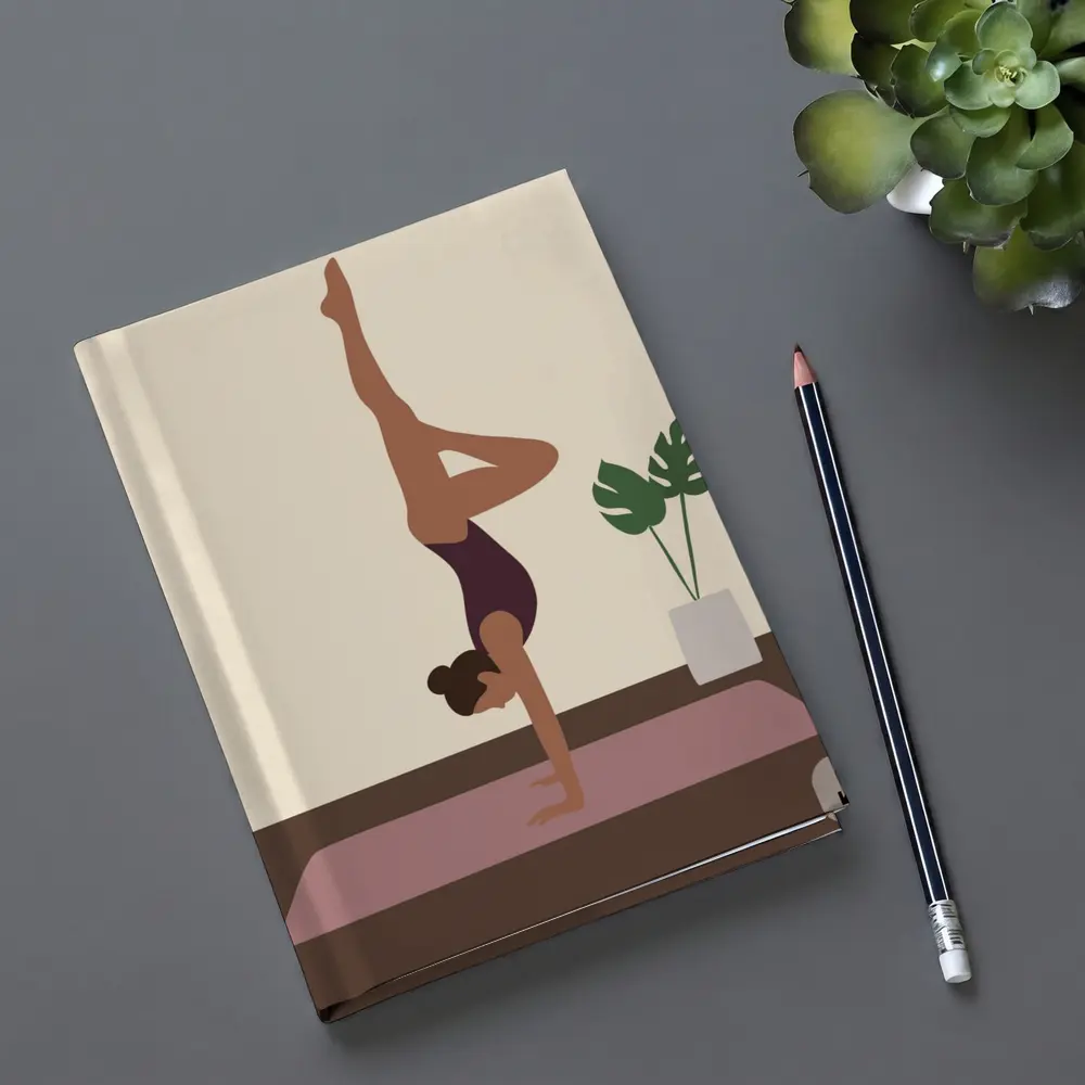 Woman Doing Handstand On Yoga Mat – Notebooks