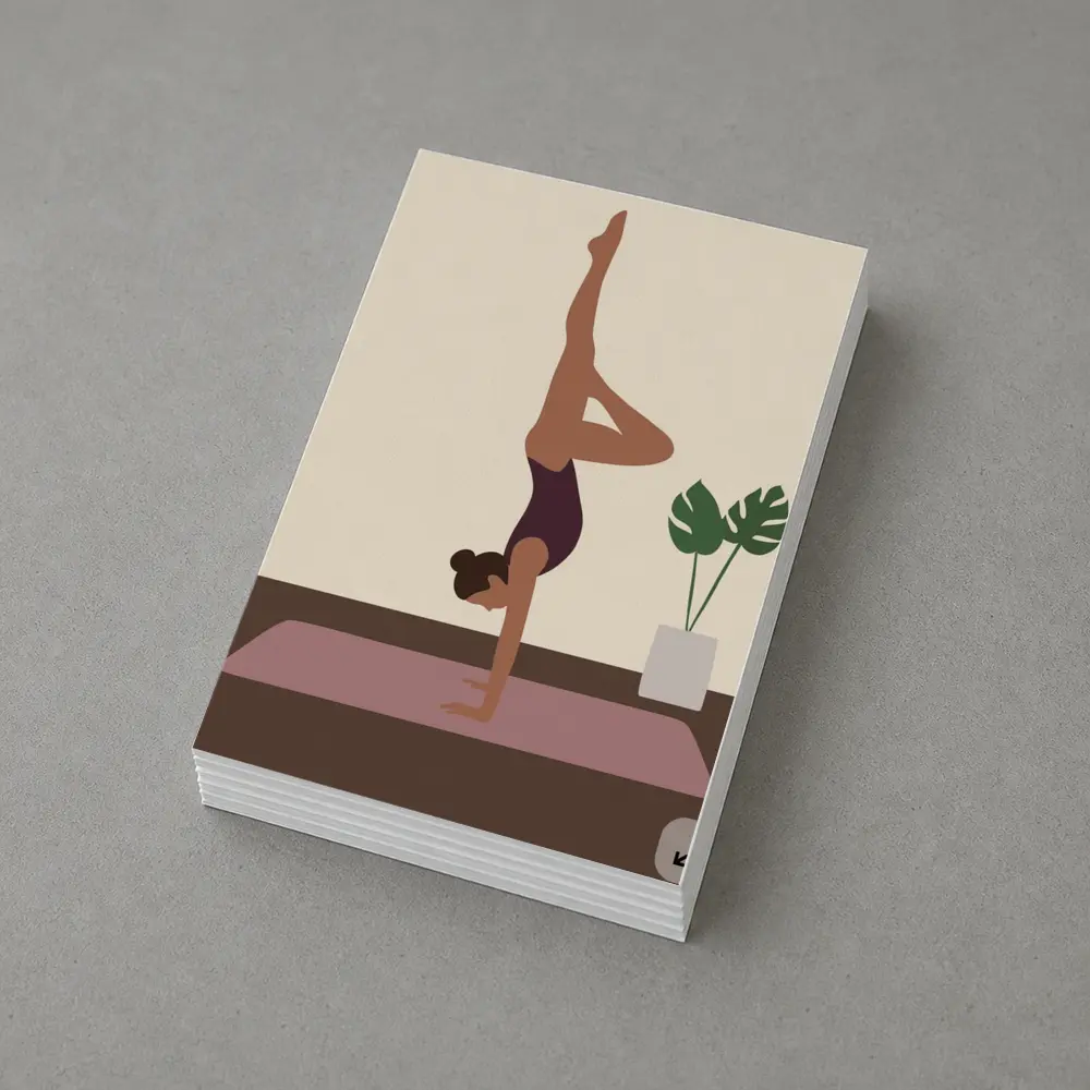 Woman Doing Handstand On Yoga Mat – Postcards