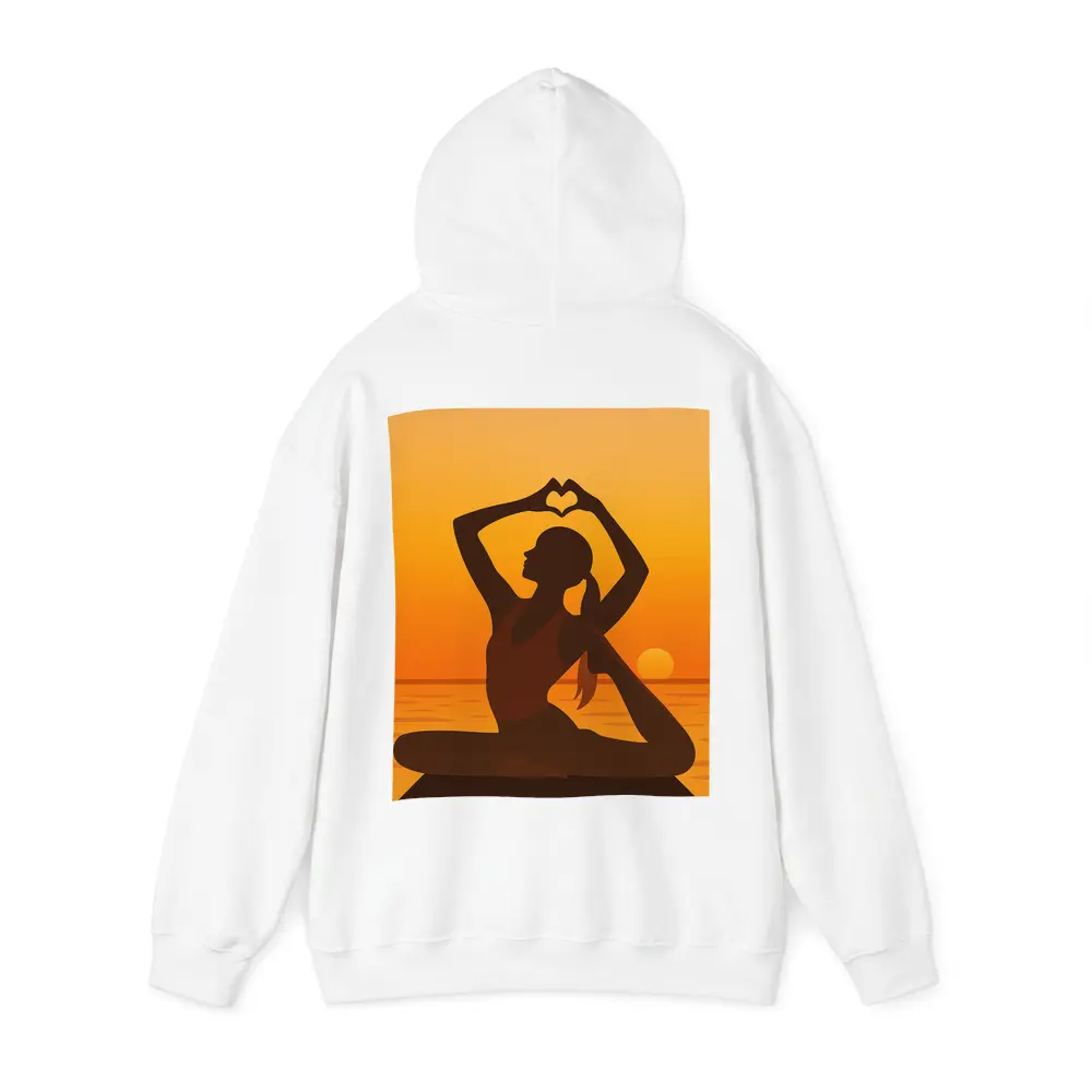 Yoga Silhouette Heart Hands Sunset Ocean – Hoodies