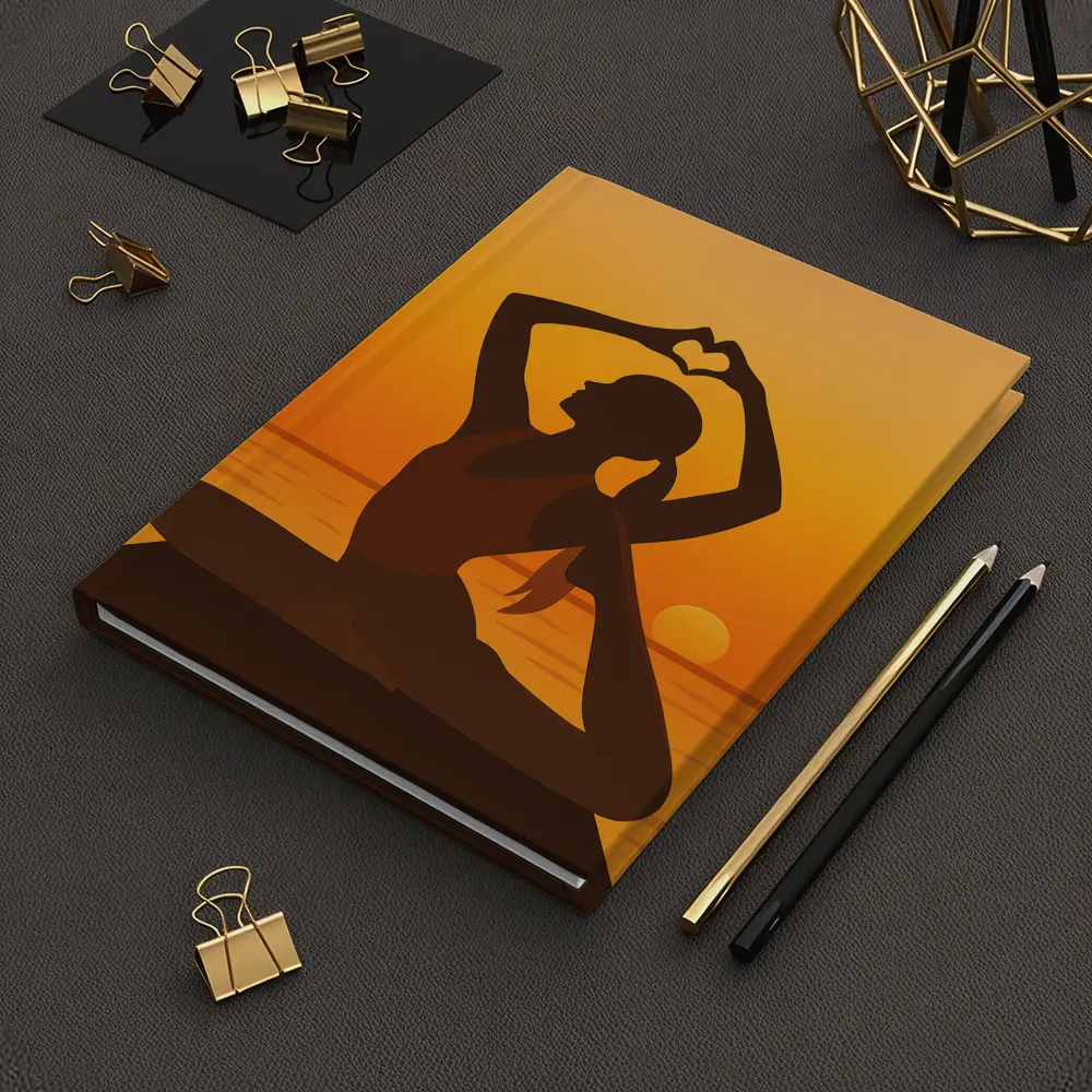 Yoga Silhouette Heart Hands Sunset Ocean – Notebooks