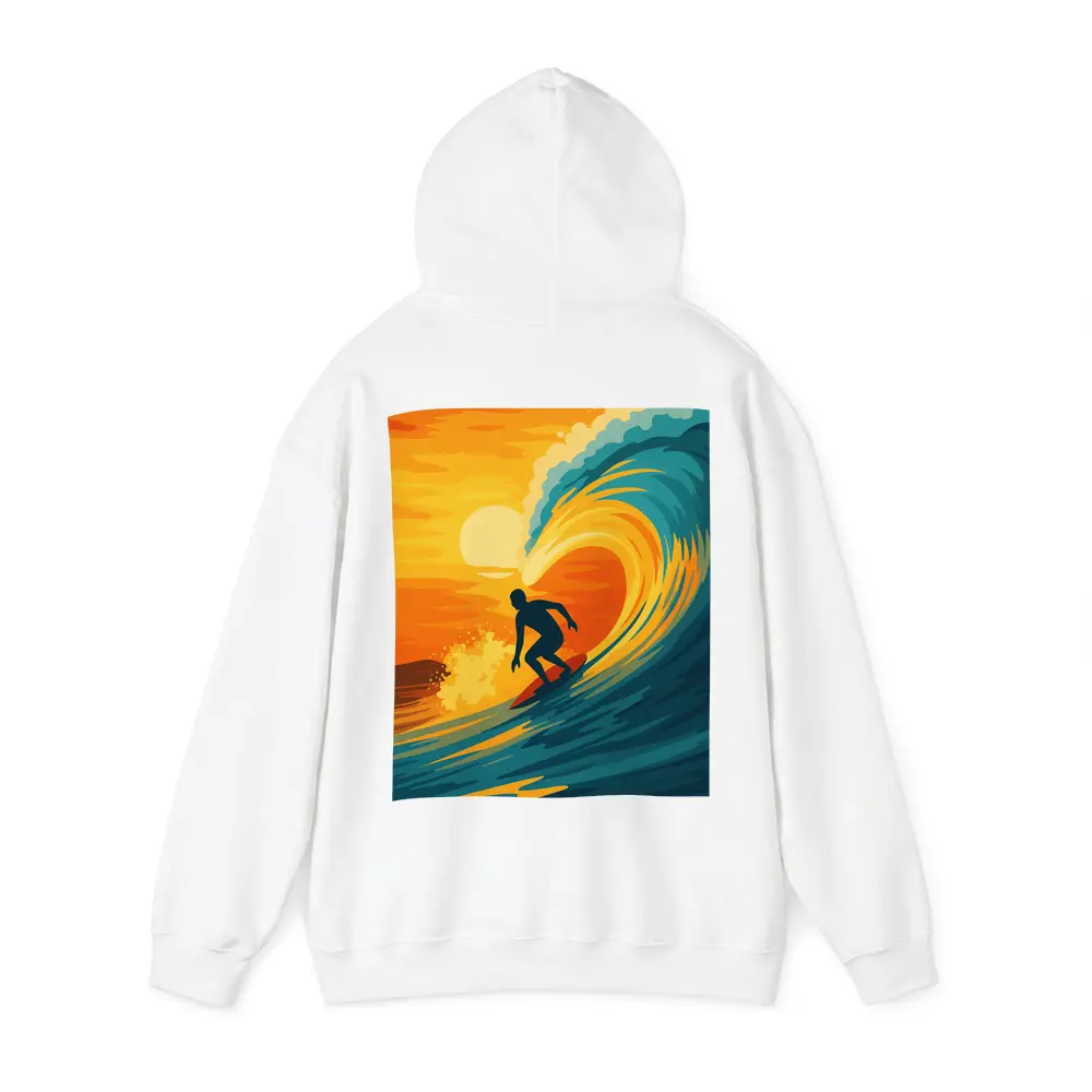 Surfer Riding Wave at Sunset Pop Art – Hoodies