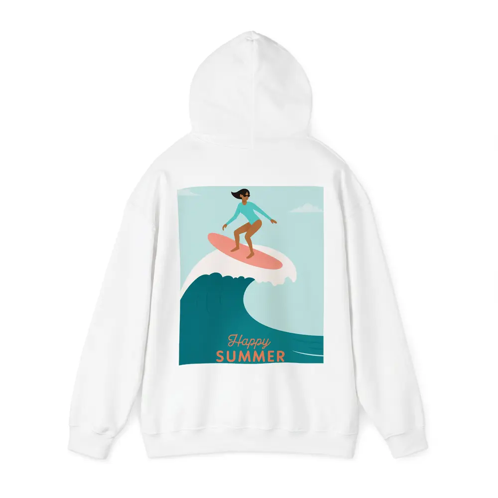 Happy Summer Surfer Girl Riding Ocean Wave – Hoodies