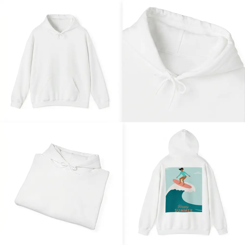 Happy Summer Surfer Girl Riding Ocean Wave – Hoodies