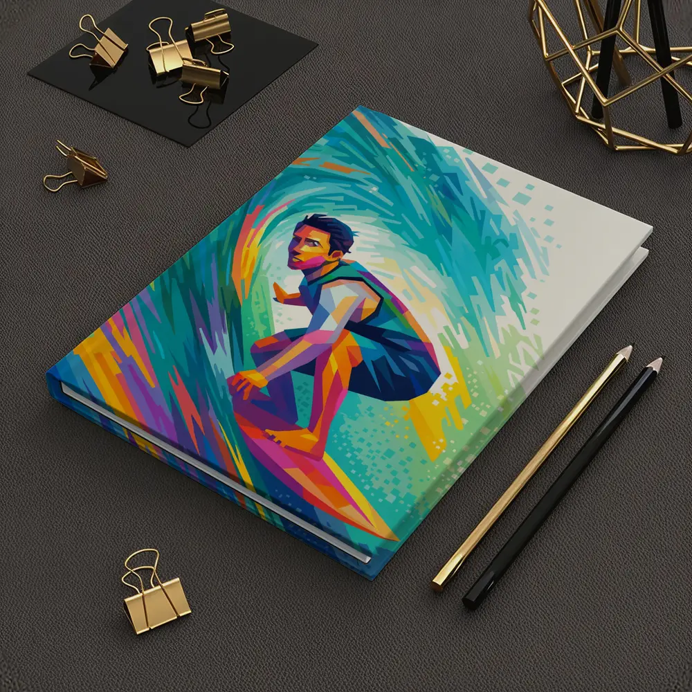 Surfer Riding Colorful Wave Pop Art – Notebooks
