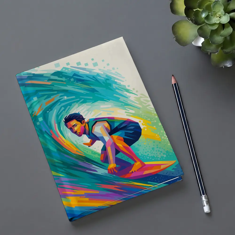 Surfer Riding Colorful Wave Pop Art – Notebooks