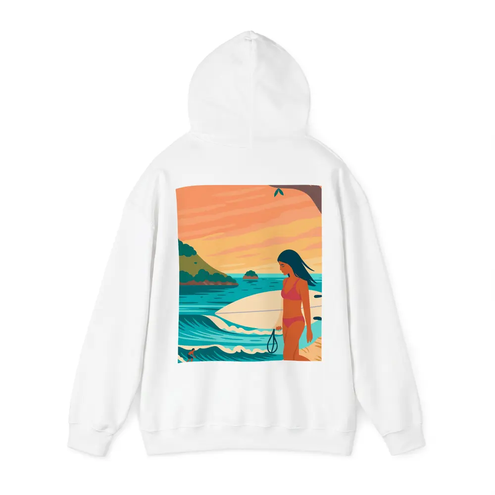 Surfer Girl Beach Sunset Illustration Art – Hoodies