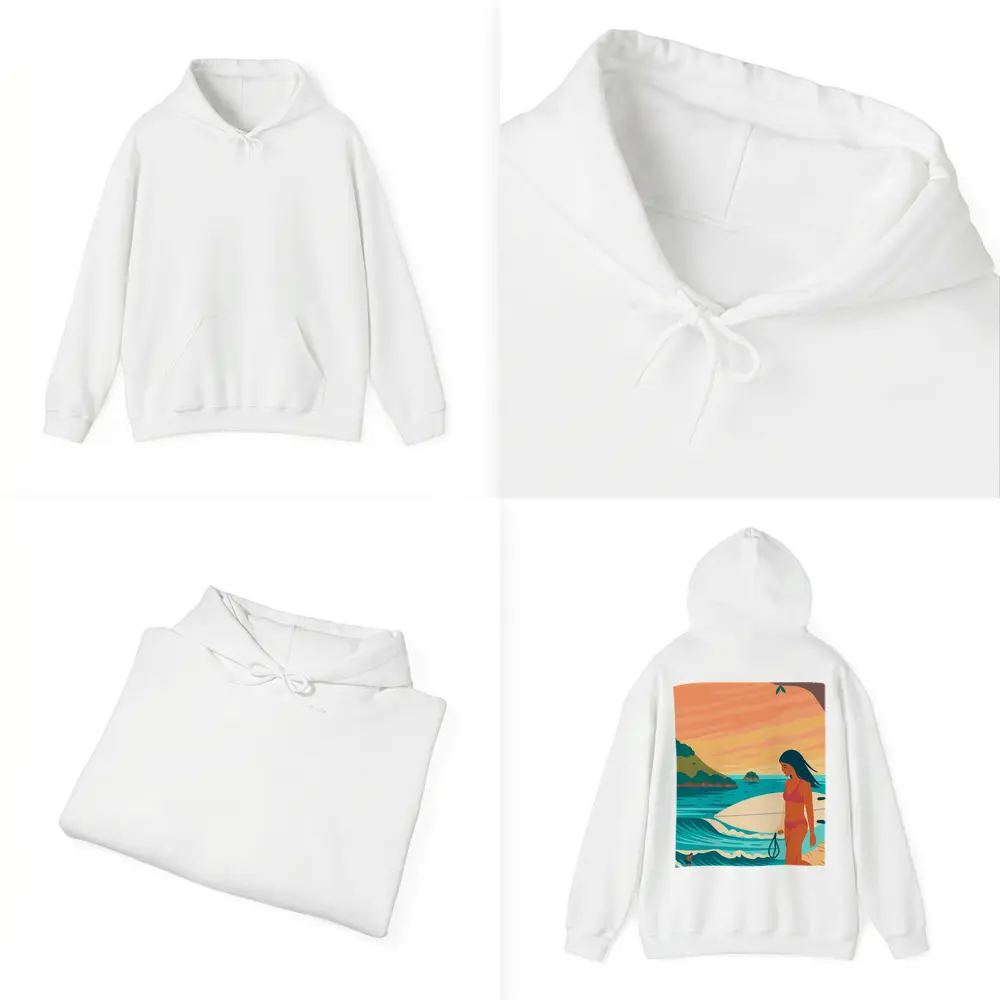 Surfer Girl Beach Sunset Illustration Art – Hoodies