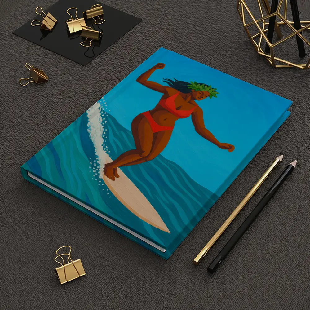 Hawaiian Surfer Woman Riding Ocean Wave – Notebooks