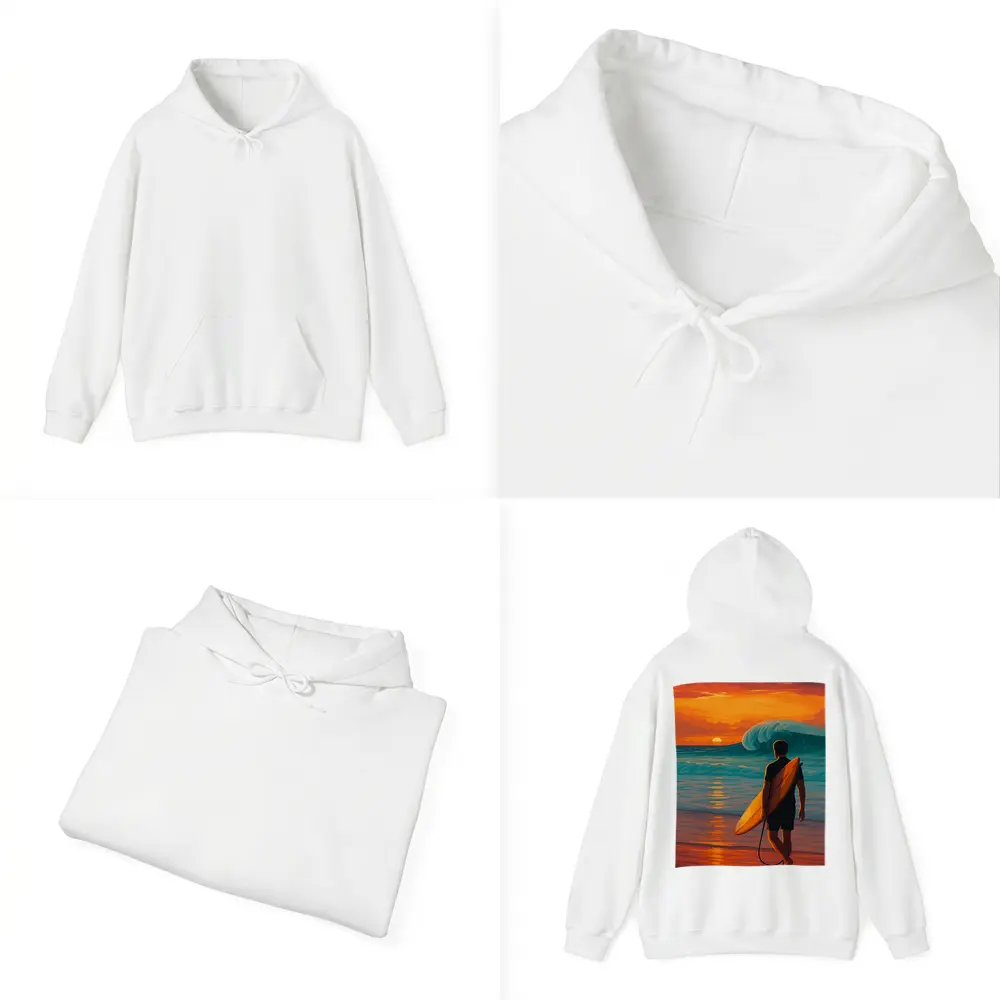 Surfer Watching Wave at Sunset Beach – Hoodies