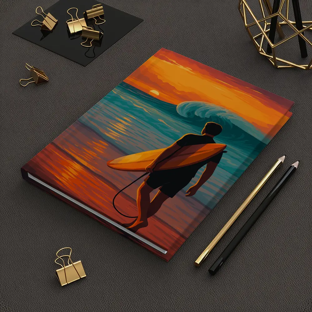 Surfer Watching Wave at Sunset Beach – Notebooks
