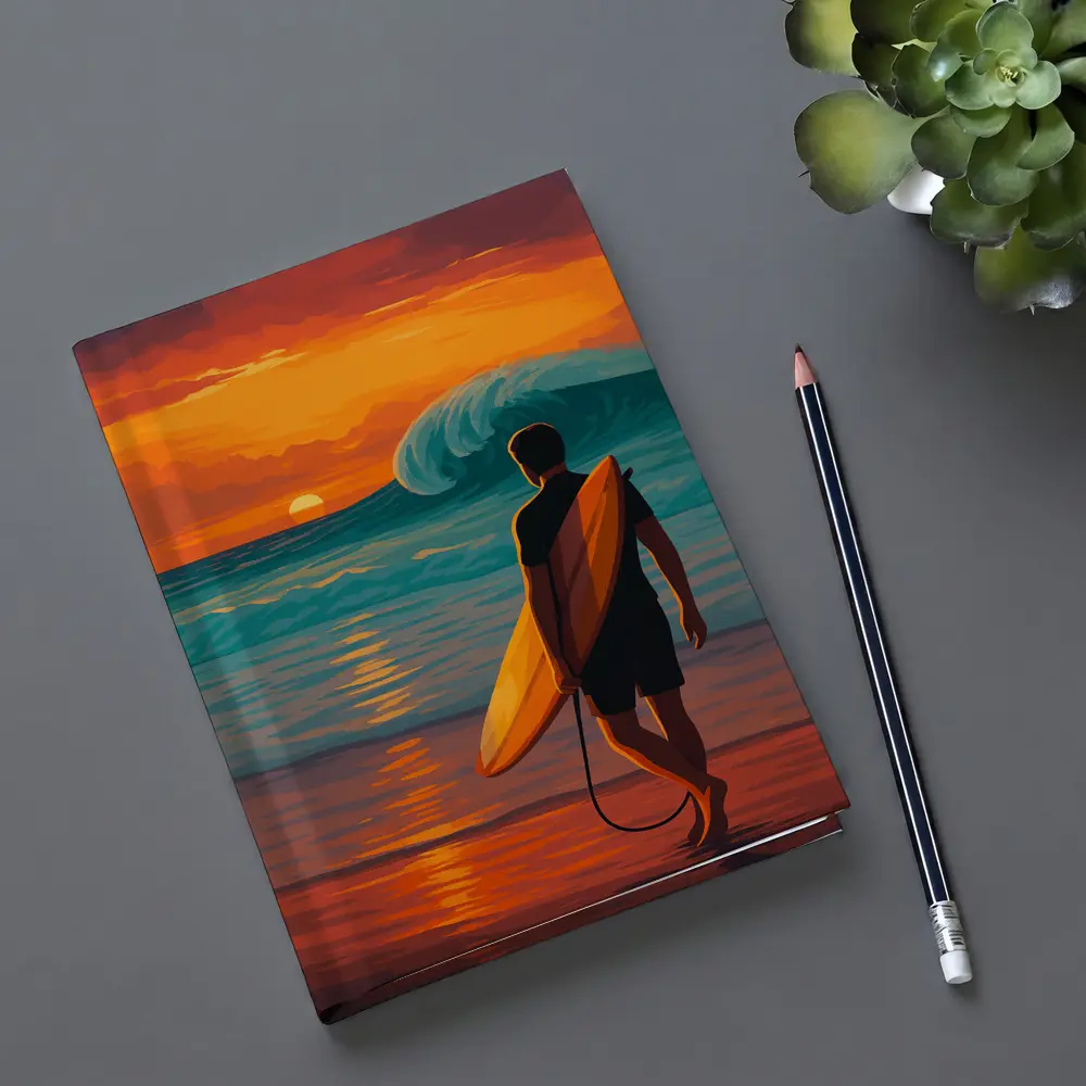 Surfer Watching Wave at Sunset Beach – Notebooks