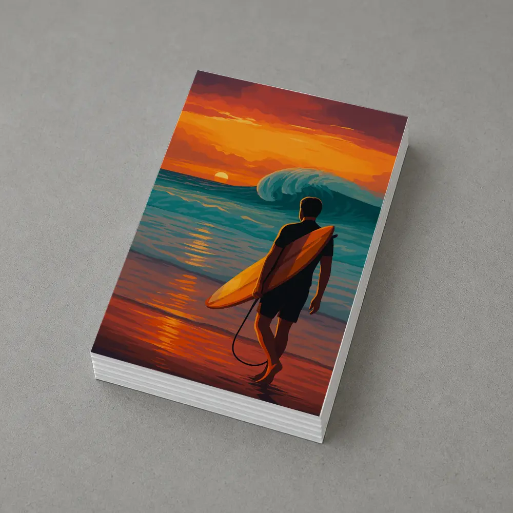 Surfer Watching Wave at Sunset Beach – Postcards