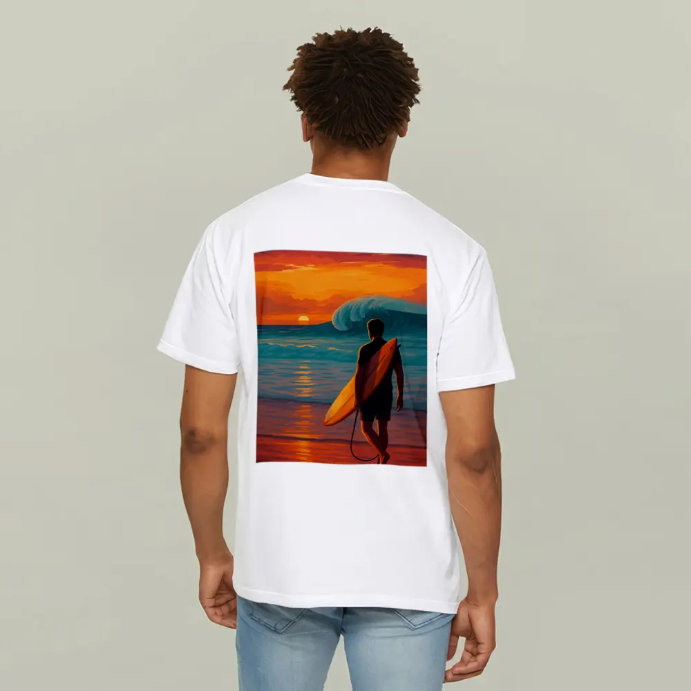 Surfer Watching Wave at Sunset Beach – T-Shirts
