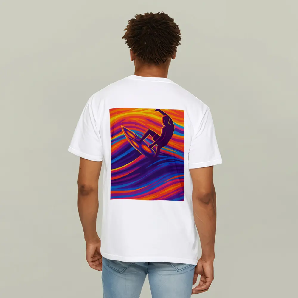 Surfer Riding Psychedelic Colorful Wave Art – T-Shirts