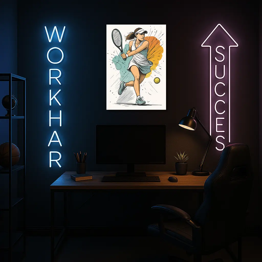 Tennis Player Woman Comic Art Style – Wall Art