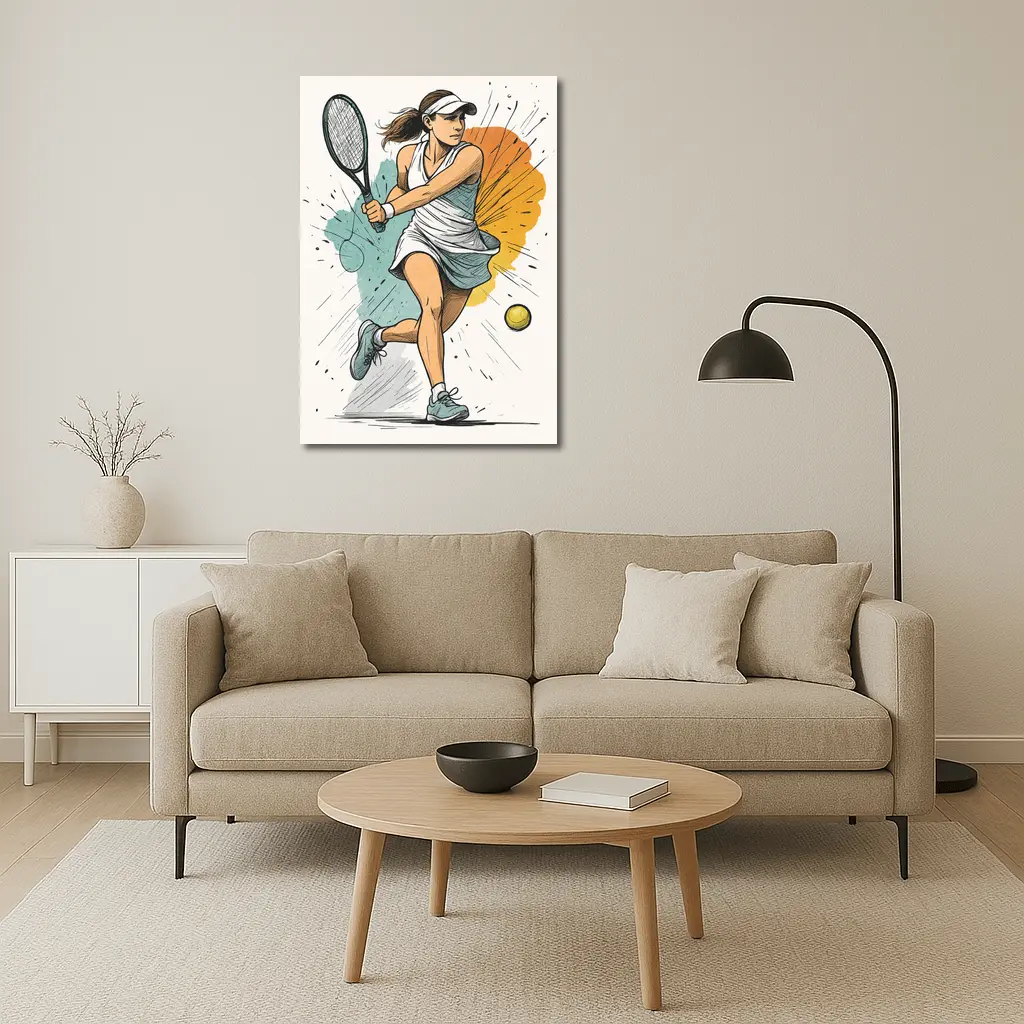Tennis Player Woman Comic Art Style – Wall Art
