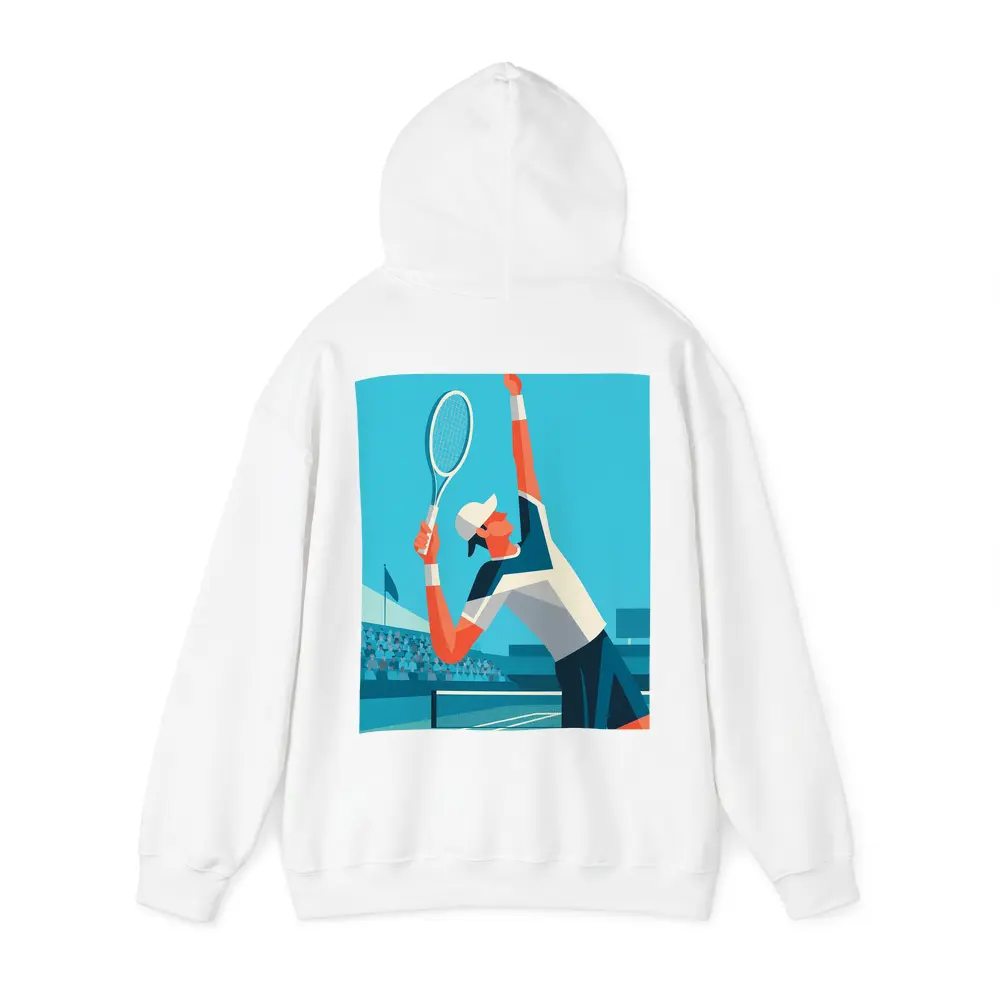 Tennis Player Serving On Blue Court – Hoodies