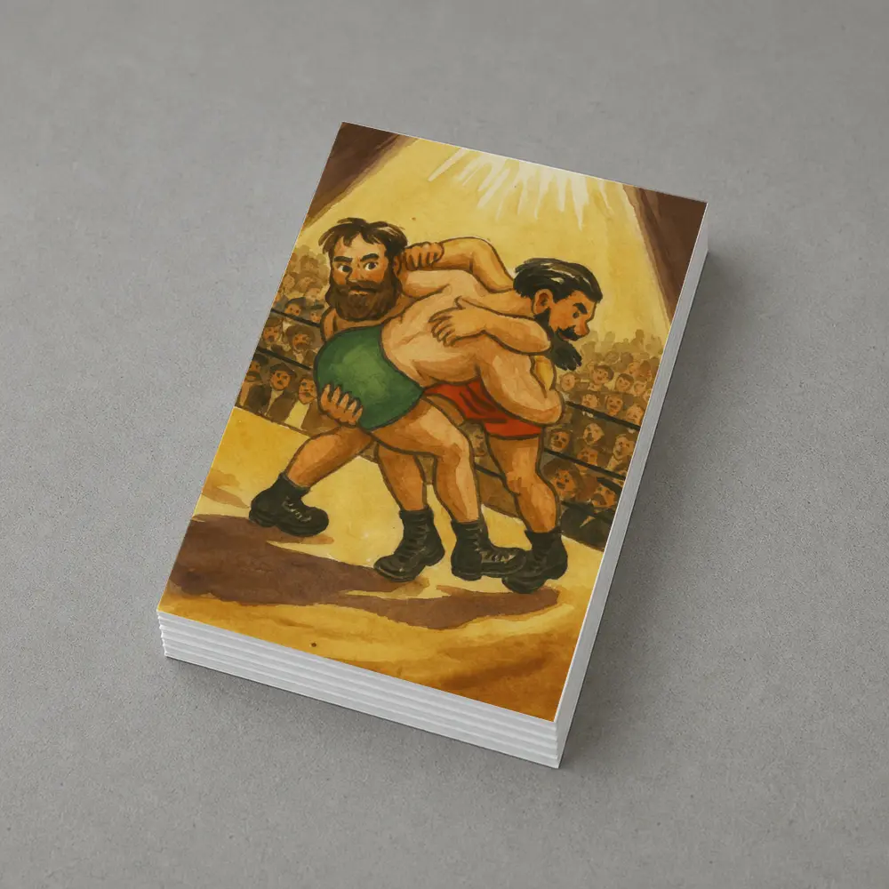 Retro Watercolor Wrestling Match Ring Illustration – Postcards