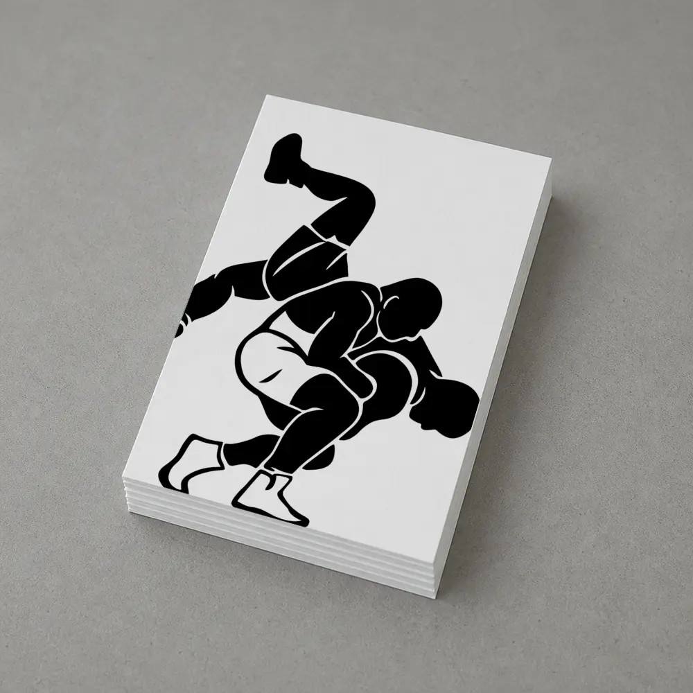 Wrestling Takedown Silhouette Black White Art – Postcards
