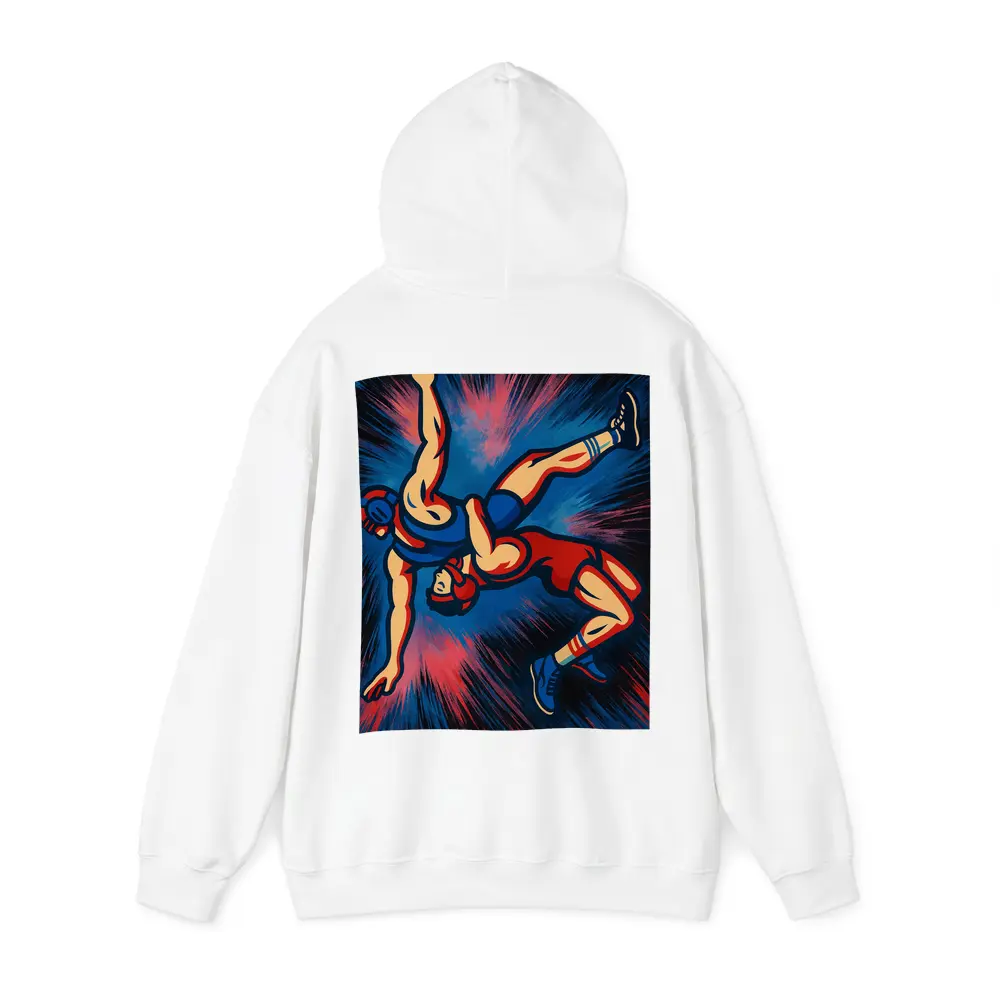 Wrestling Athletes Dynamic Pop Art Dark Background – Hoodies